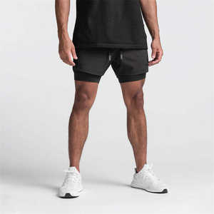 Boxer de sport décontracté 2-en-1 personnalisé en polyester imprimé, anti-plis, à compression, pour hommes, double couche, pour le jogging - Product Image 4