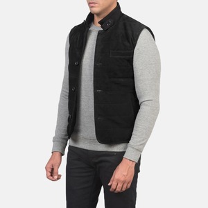 Chaleco de Gamuza Negra Tony para Hombre – Chaleco Elegante de Cuero de Gamuza Suave de Primera Calidad - Product Image 2