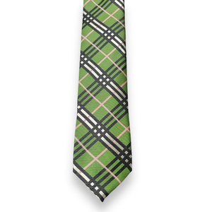 Cravate de luxe à motif à carreaux verts pour hommes |   Cravate de créateur en polyester jacquard de haute qualité pour affaires, mariages et fêtes, idéale comme cadeau - Product Image 3