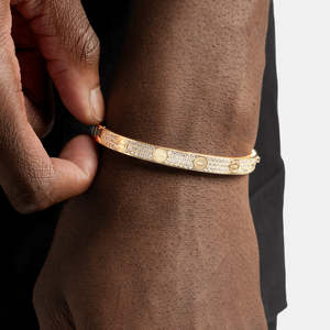 Bracelet jonc articulé de luxe en argent sterling 925 plaqué or, micro-pavé, pour hommes et femmes - Product Image 3