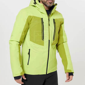 Veste de ski à capuche vert néon premium avec design imperméable, coupe-vent et isolé pour la collection de vêtements de sport d'hiver en montagne - Product Image 4