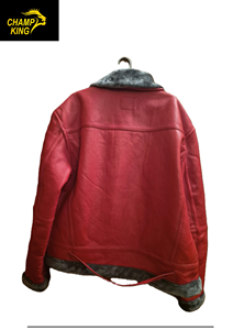 CHAMP KING เสื้อแจ็คเก็ตหนังแกะสำหรับผู้ชาย พร้อมซับในขนเทียม คอปกพับได้ - Product Image 6