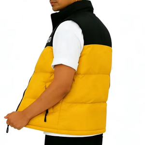 เสื้อกั๊กผู้ชายแบบไม่มีแขน กำลังเป็นที่นิยม เสื้อกั๊กน้ำหนักเบา สีดำ สำหรับฤดูหนาวและฤดูใบไม้ร่วง ปักลาย - Product Image 2