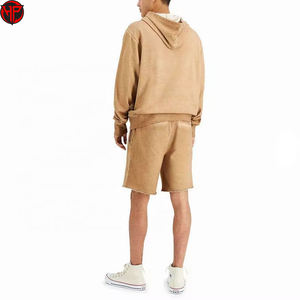 Conjunto de Sudadera con Capucha y Pantalones Cortos para Hombre, con Logotipo Personalizado, Efecto Desgastado por el Sol, 100% Algodón, Secado Rápido, Estilo Urbano, a la Moda, Vintage - Product Image 6