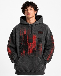 Nouveauté : Sweat à capuche pour homme en coton délavé style streetwear, couleurs et tailles personnalisables, service OEM/ODM - Product Image 4