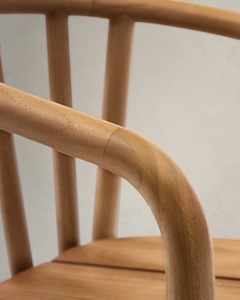 Silla de Comedor con Brazos de Madera de Teca Sólida, Estilo Escandinavo Minimalista con Respaldo Curvo para Restaurante, Cafetería, Hotel, Muebles de Comedor - Product Image 5