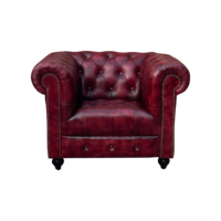 Luxuriöser Roter Oxford Einzelsitzer Chesterfield-Sessel aus Leder, Chesterfield-Restaurantsofa, Moderner Wohnzimmer-Bestseller-Sessel