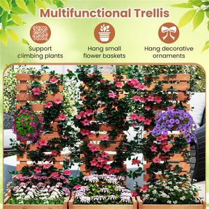 Jardinière surélevée 2-en-1 en bois massif 16"x16"x48" avec treillis, imperméable, huile de teck pour pots et jardinières - Product Image 4