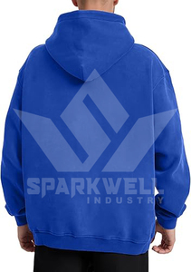 Sudadera con Capucha Extra Grande para Hombre, de Forro Polar, Color Sólido, Informal, para Otoño, Azul, Manga Larga, con Bolsillos - Product Image 4