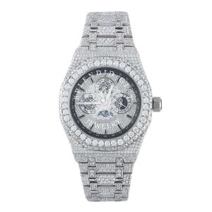 Reloj Splendid City Diamond para Hombre, Lujoso, Plateado, con Moissanita, Movimiento Analógico de Cuarzo ETA, Caja de 28 mm, Cristal de Zafiro, Cierre Oculto - Product Image 4