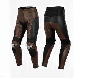 Pantalon en cuir de motard marron noir - Product Image 1