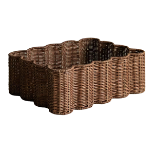 Wholesale Scalloped Rattan Storage <b>Basket</b> Eco-Friendly <b>Wicker</b> Tray For Tabletop Decor Premium Vietnam Rattan Organizer - Product Image 1