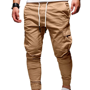 Men Lightweight Polyester Mid-Waist Cargo Jogger Pants Drawstring Closure Multiple Pockets Breathable Woven Trousers Casual - Product Image 4