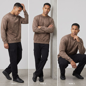 T-shirt à manches longues pour homme, délavé style vintage, coupe épaules tombantes, col rond, coupe classique - Product Image 6