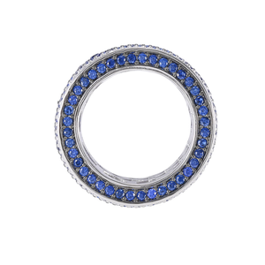 Moissanite Blue Sapphire Band <b>Ring</b> Iced Out Pave Wedding Statement Jewelry Silver Tone Luxury <b>Ring</b> for <b>Men</b> Women - Product Image 2