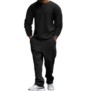 Costume de sport décontracté pour hommes à la mode T-shirt et pantalon à manches longues à col rond deux pièces écologiques pour le printemps automne hiver - Product Image 5