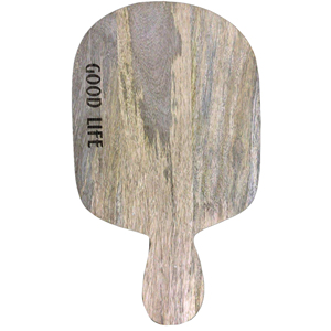Planche à découper ronde personnalisée en bois massif, plateau de service avec poignée en cuir et corde de suspension - Product Image 6