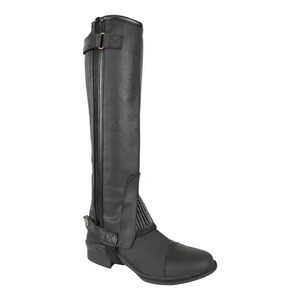 Custom Genuine Leather Horse Riding <b>Chaps</b> Adjustable Equestrian <b>Half</b> Gaiters Professional Unisex Outdoor Riding Leg Protection - Product Image 2
