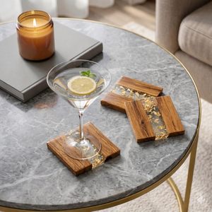 Handmade Wooden <b>Coasters</b> Set of 5 Rustic Wood <b>Drink</b> <b>Coasters</b> Decorative Table Protection <b>Coaster</b> Set <b>for</b> Coffee Table Dining Tab - Product Image 3