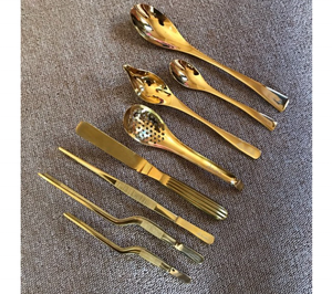 8 Piece Gold Chef Plating <b>Tools</b> Set Plasma Coated Stainless Steel Culinary Kit for <b>Precision</b> Food Decoration and Garnishing - Product Image 2