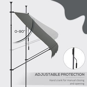 Toldo Retráctil Gris Oscuro 8x4, Fácil de Instalar, Protección Solar Independiente, Resistente a los Rayos UV, 5m Máx., Marco de Aluminio, 3m - Product Image 5