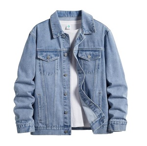 Regular Fit Heavyweight Cotton Eco-Friendly Breathable Vintage Casual <b>Trucker</b> Jean <b>Jacket</b> Outerwear with Flap Chest Pockets - Product Image 5