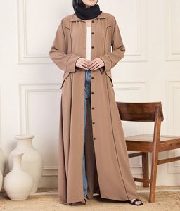 Nouvelle Robe Abaya Modeste Style 2026, Vêtement Islamique Ouvert sur le Devant, Longue Robe pour Femmes Musulmanes en Polyester à Col en V Floral - Product Image 4