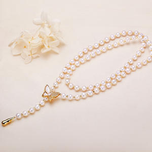 Collier en perles d'eau douce authentiques de Zhuji, style papillon, chaîne de clavicule, vente en gros, pendentif tendance - Product Image 1