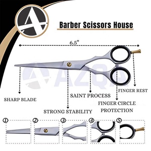 Ensemble de coiffure professionnel en acier inoxydable avec ciseaux de barbier et rasoir droit, et étui de transport en cuir PU - Product Image 2