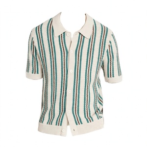 Chemise décontractée pour homme à rayures en tricot 100% coton anti-plis à manches courtes col rabattu été exportée du Bangladesh - Product Image 3