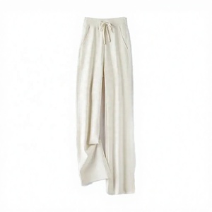 Women's Straight Knitted <b>Wool</b> <b>Pants</b> Solid Color Drawstring Casual Loose Fit Full Length Breathable Winter - Product Image 3