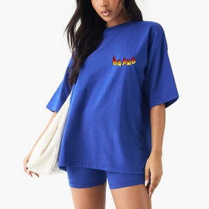 T-shirt à manches courtes pour femme, 100% coton, haute qualité, 300 GSM, logo imprimé DTF personnalisé, respirant. - Product Image 1