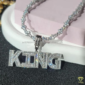 Collier tendance en moissanite avec pendentif lettre « ICE », style hip-hop, bijoux de mode pour homme - Product Image 3