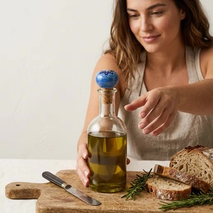 Beads Art Eco-Friendly Ceramic Olive Oil <b>Bottle</b> <b>Stopper</b> with Blue Star Pattern Cork Base Sealing Accessory - Product Image 3