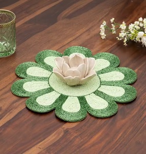 handcrafted beaded round placemat Design Placemat by Saro Lifestyle Shamrock Coquette Bow Placemat table mat or placemat Beaded - Product Image 4