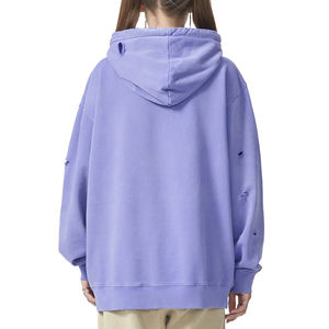 Sudadera con Capucha Personalizable con Logotipo Frontal, Estilo Oversize, Efecto Desgastado, Felpa Francesa, para Mujer, 100% Algodón, para Invierno - Product Image 3