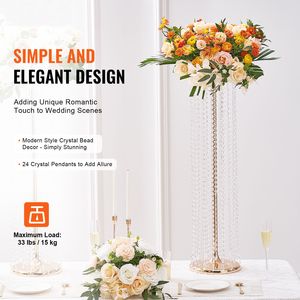 2 Pezzi Vaso in Cristallo Dorato Alto 90cm, Centrotavola di Lusso per Matrimoni e Decorazioni da Tavola, Supporto per Fiori - Product Image 2