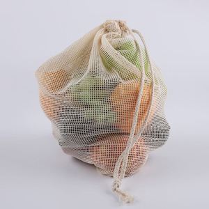 Bolsa de Malla de Algodón Orgánico con Cordón, Color Beige, Ecológica, con Logotipo Personalizado, Venta al Por Mayor de Fábrica, 15*18cm, para Frutas y Verduras - Product Image 3