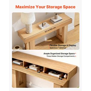 Mesa Consola Rectangular de Madera Estilo Rústico de 63 Pulgadas, Mesa Auxiliar Estrecha y Larga para Sofá o Entrada - Product Image 3