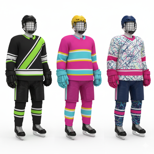 Ensemble d'uniformes de hockey sur glace personnalisés pour adultes, légers, à manches courtes, de haute qualité, avec nom d'équipe, dernière arrivée, en polyester - Product Image 2