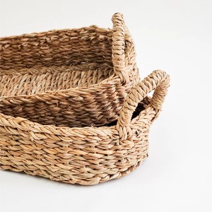 ชุดตะกร้าใส่ขนมปังทรงรี 2 ใบ ทำจากหญ้าทะเล ตะกร้าเก็บของทำมือ ขายส่ง เป็นมิตรกับสิ่งแวดล้อม ผลิตในเวียดนาม - Product Image 3