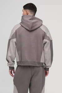 Conjunto de chándal de dos piezas para hombre, estilo urbano, de gran demanda, con capucha y detalles de costura, corte holgado y extragrande, con pantalón jogger y bolsillos - Product Image 6