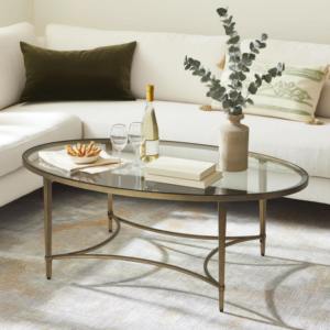Table basse moderne en verre trempé avec base en acier inoxydable écologique, meubles en métal pour salon, usage domestique et hôtelier - Product Image 1
