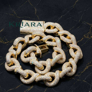 <b>Statement</b> <b>Necklace</b> 14k Gold Plated Link Chain Lab Grown Crystal Rhinestone Hiphop Wedding Unisex Luxury - Product Image 4