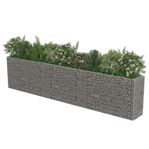 Jardinière surélevée en gabion 177,2x19,7x39,4 pouces en acier galvanisé argenté, style rustique - Product Image 6