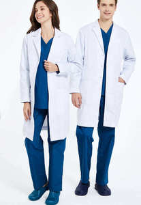 Bata de Laboratorio Unisex Blanca Tejida, 65% Poliéster, con 3 Bolsillos, Cierre a Presión, Detección de Agujas, Uniforme de Hospital, Bata Médica - Product Image 4