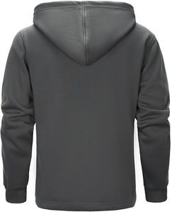 Sweat-shirt à capuche pour homme, couleur unie, coton, molleton français, décontracté, coupe classique, poche zippée, design automne - Product Image 3