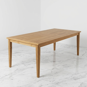 Table de salle à manger d'extérieur en teck moderne et minimaliste avec plateau à lattes, rectangulaire, pour patio, villa, jardin, fournisseur d'ensembles de meubles d'extérieur, exportation - Product Image 2