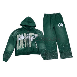 Conjunto Deportivo para Hombre, Sudadera con Pedrería y Pantalones Deportivos a Juego, Ropa de Moda - Product Image 1
