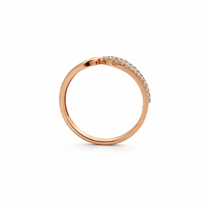 18K Rose Gold Diamond Open Teardrop Ring Minimalist Double Loop Design Women Wedding Party Daily Wear Fine Jewelry Gift - Product Image 5